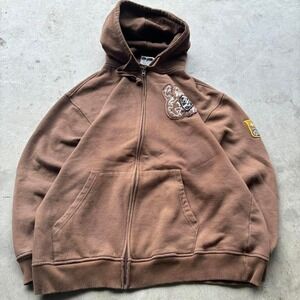 Vintage boxy chocolate brown avirex zipup jacket with amazing fit and patches